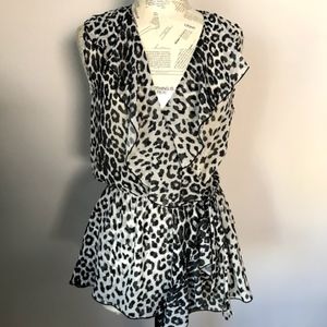 SWEET PEA Anthropologie Leo Print Sleeveless Top L